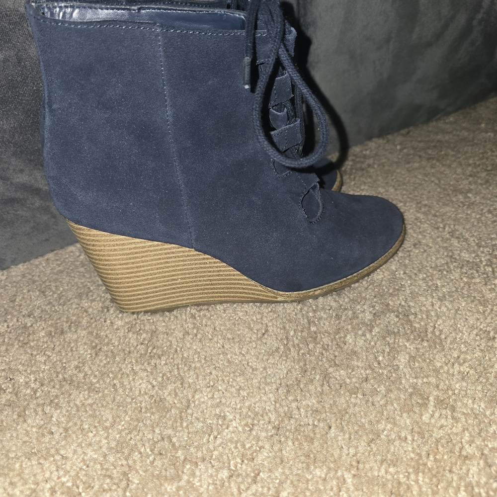 Navy Wedge Ankle Boots